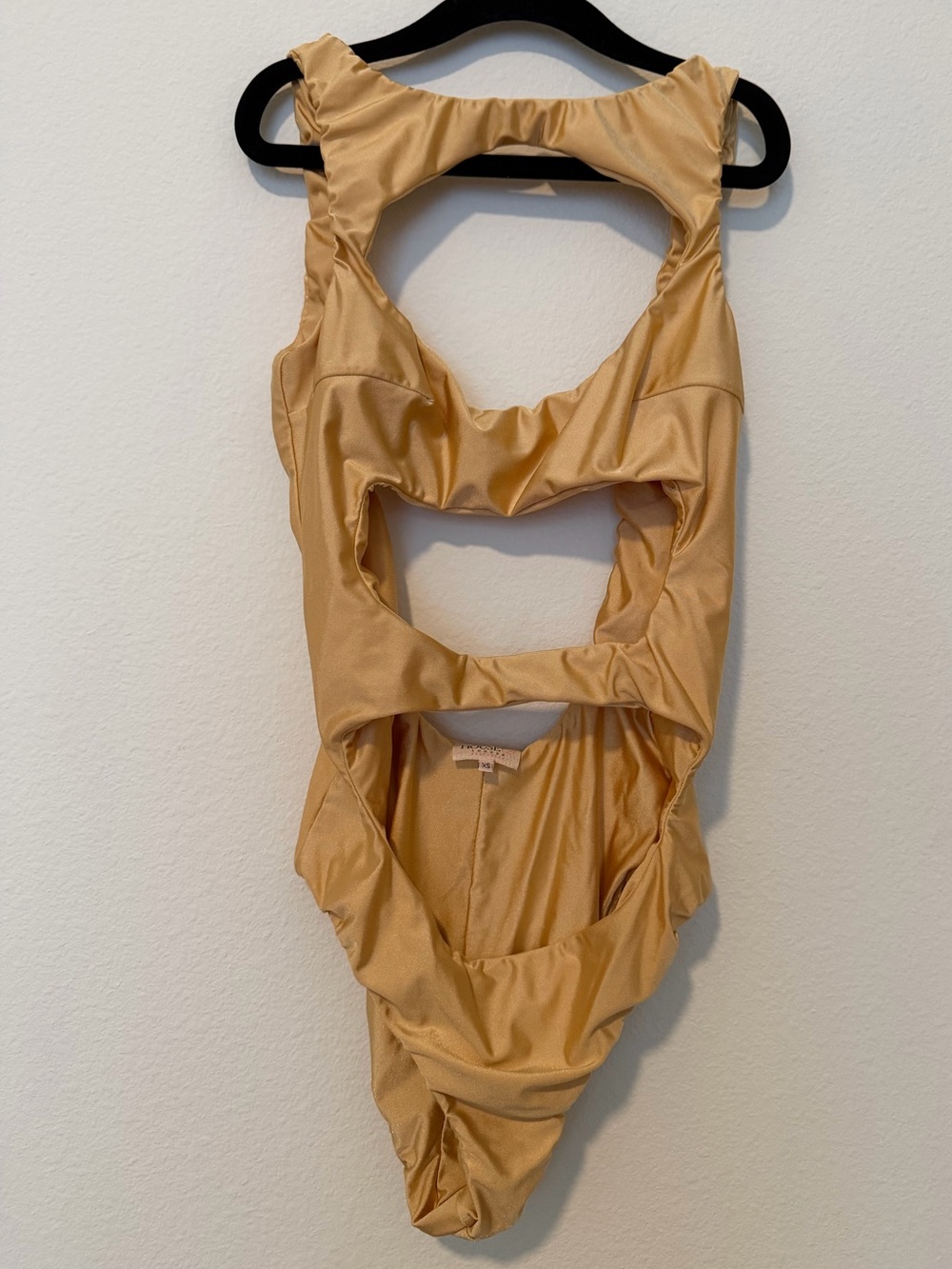 [House of CB Beachwear] NWOT Gold/Champagne One Piece with Cutouts - Size XS